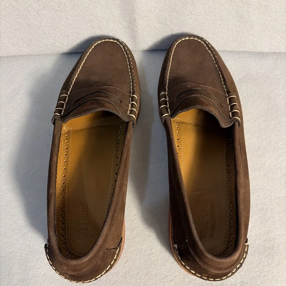 GH Bass Weejuns 10D Brown Suede Penny Loafers for Men Preppy Fall